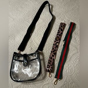 Clear crossbody bag with 3 straps